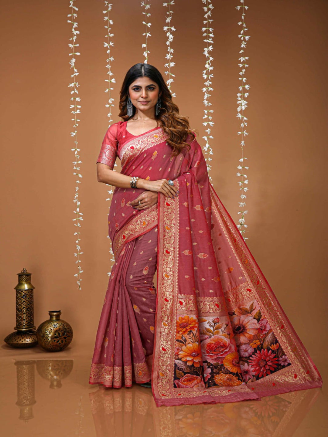 Elegant Green Designer Saree with Floral Printed Pallu – Festive & Traditional Wear