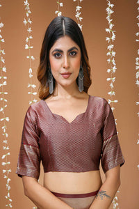 Elegant Maroon Banarasi Style Zari Woven Saree with Rich Golden Pallu – Wedding & Festive Wear