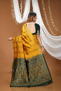 Elegant Royal Blue Banarasi Style Zari Woven Saree with Rich Golden Designer Pallu – Wedding & Festive Wear