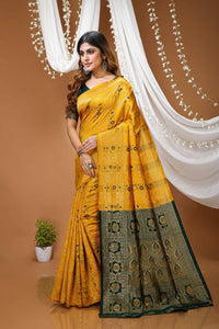 Elegant Royal Blue Banarasi Style Zari Woven Saree with Rich Golden Designer Pallu – Wedding & Festive Wear