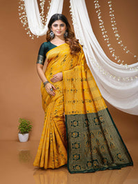 Elegant Royal Blue Banarasi Style Zari Woven Saree with Rich Golden Designer Pallu – Wedding & Festive Wear