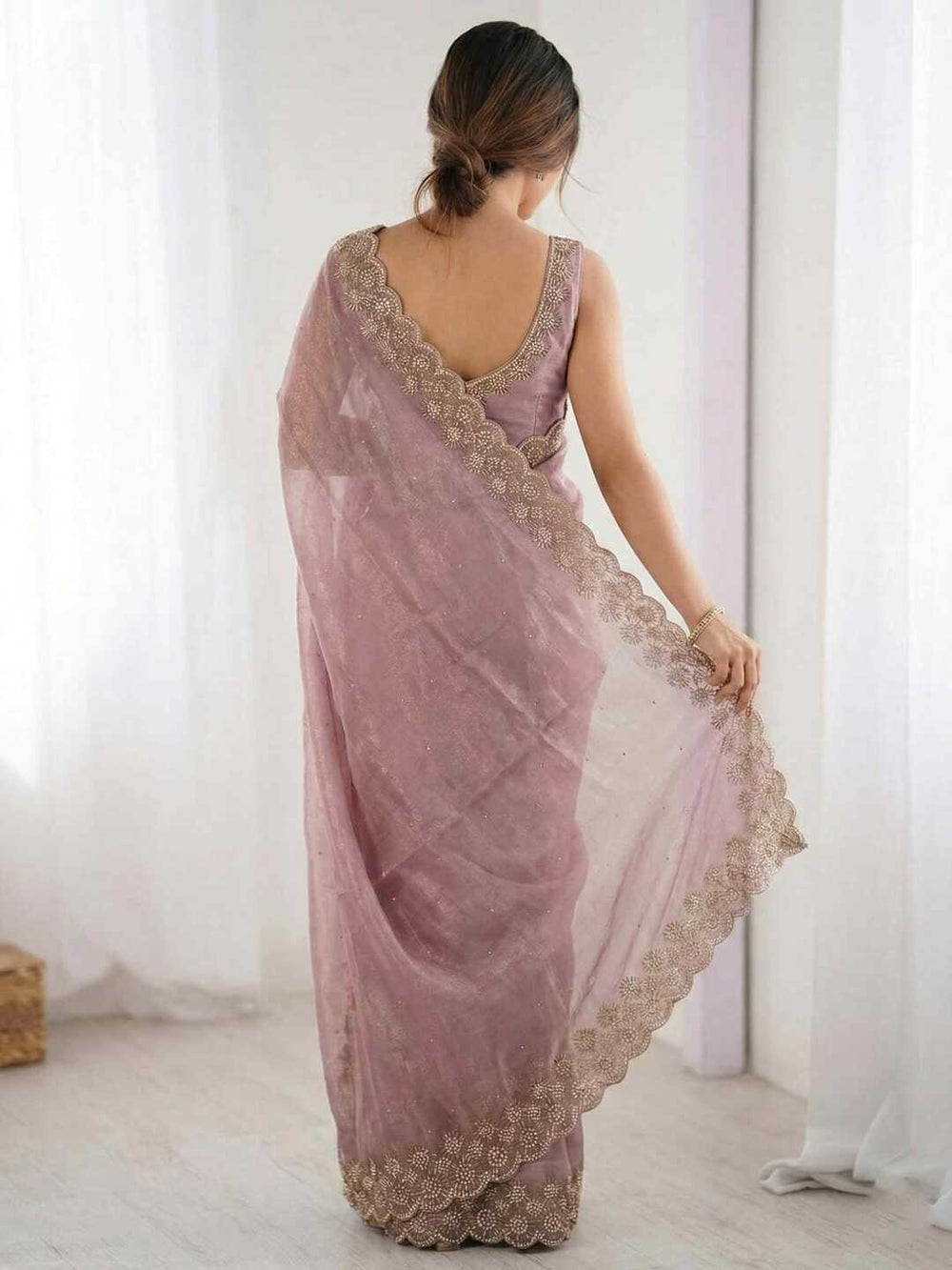 Elegant Maroon Georgette Saree with Golden Embroidered Border – Party & Festive Wear