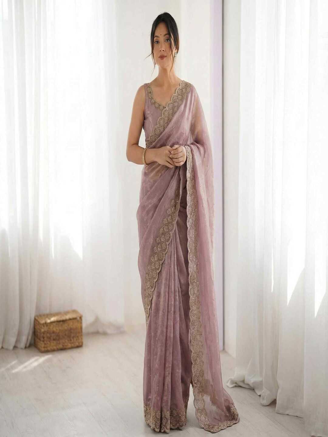 Elegant Maroon Georgette Saree with Golden Embroidered Border – Party & Festive Wear