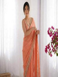 Elegant Maroon Georgette Saree with Golden Embroidered Border – Party & Festive Wear