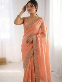 Elegant Maroon Georgette Saree with Golden Embroidered Border – Party & Festive Wear