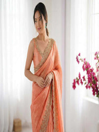 Elegant Maroon Georgette Saree with Golden Embroidered Border – Party & Festive Wear