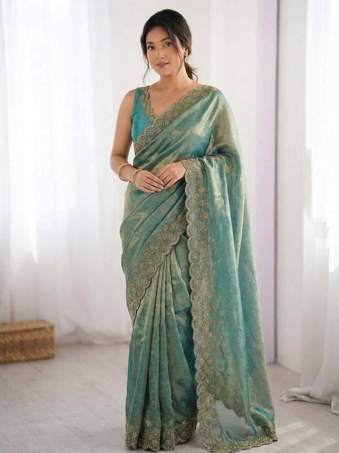Elegant Maroon Georgette Saree with Golden Embroidered Border – Party & Festive Wear