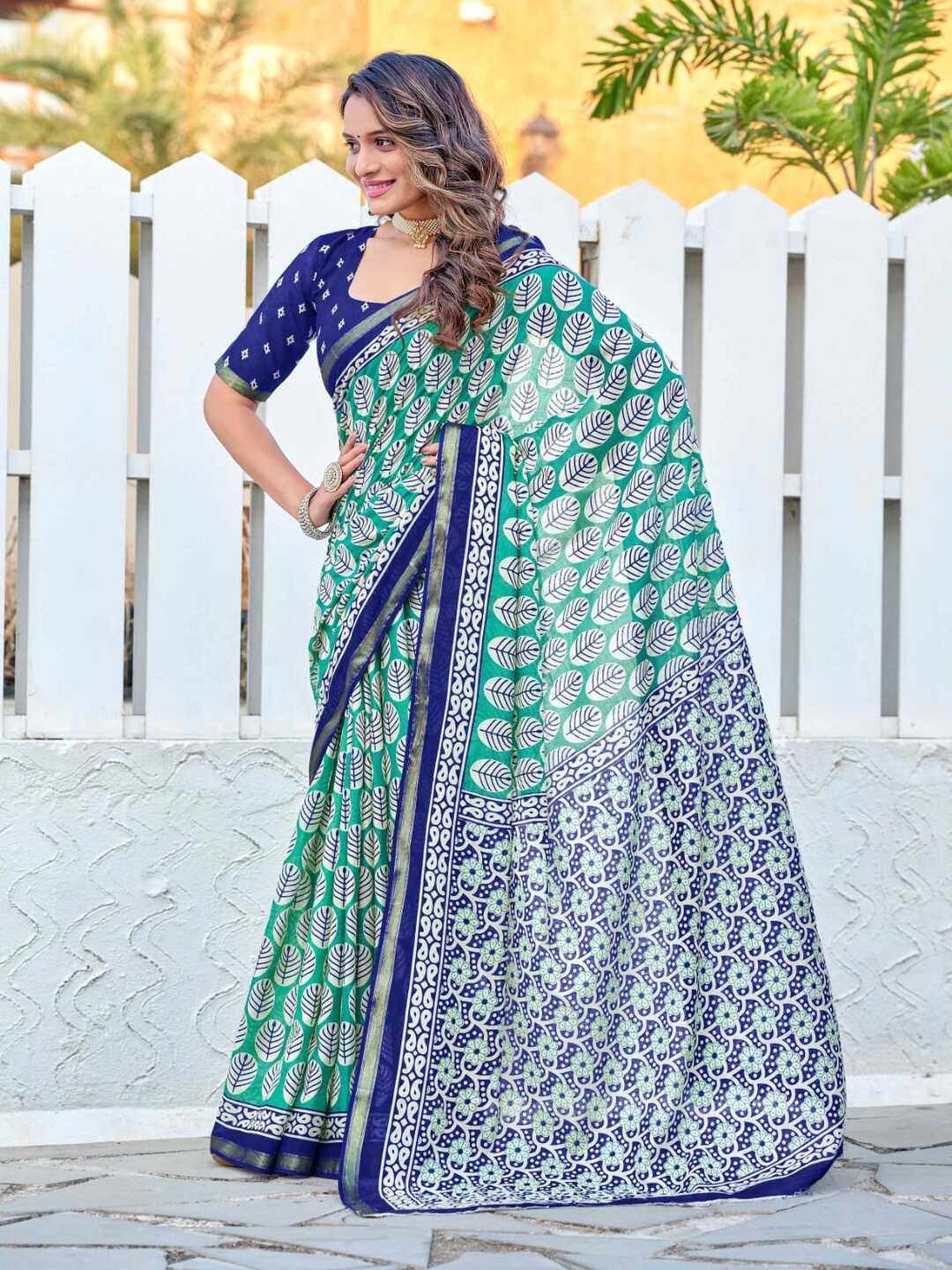 Stylish Orange & Maroon Printed Pure Cotton Saree with Contrast Border