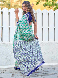 Stylish Orange & Maroon Printed Saree with Contrast Border