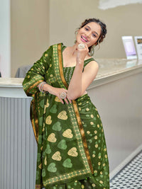 Elegant Chocolate Brown Printed Pure Cotton Saree with Golden Motifs