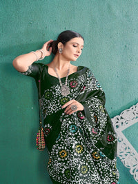 Pure Cotton Black Multicolor Floral Printed Saree