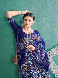 Pure Cotton Black Multicolor Floral Printed Saree