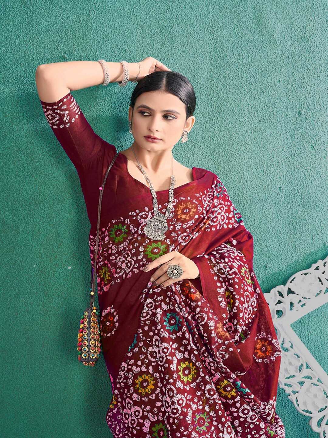 Pure Cotton Black Multicolor Floral Printed Saree