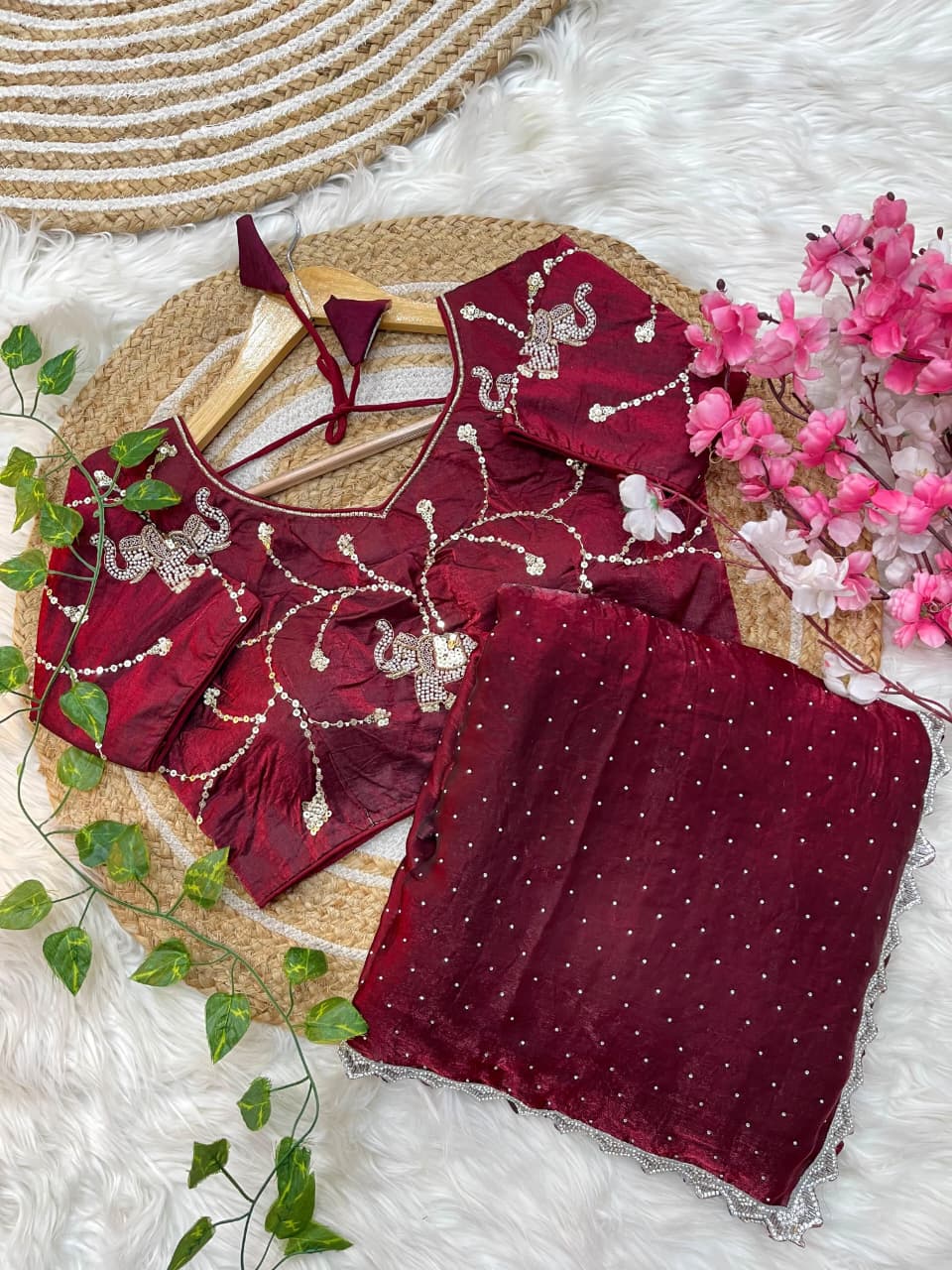 Juhi Teal Elegance Fendy Satin Silk Saree