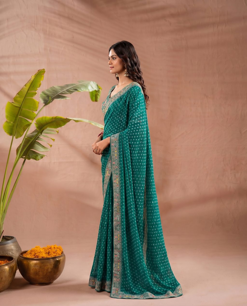 Pink Georgette Bandhani Print Saree - output 4 - 03 side