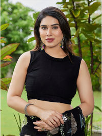 Elegant Black Floral Printed Georgette Saree with Designer Border – Party Wear & Casual Wear