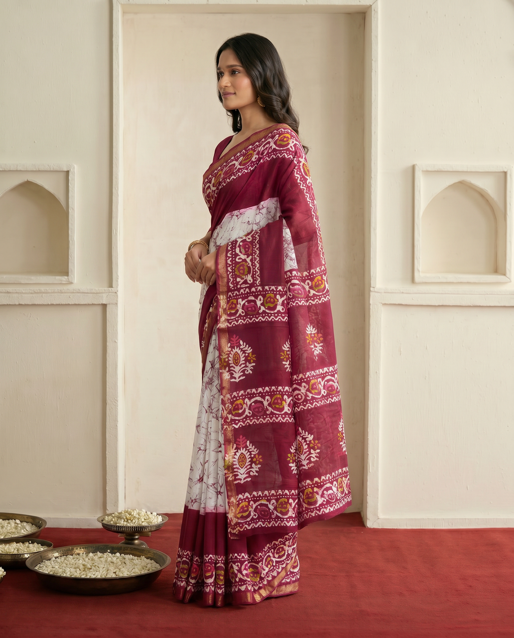 Chic Black & White Printed Pure Cotton Saree with Multicolor Accents - output 1 - 03 side