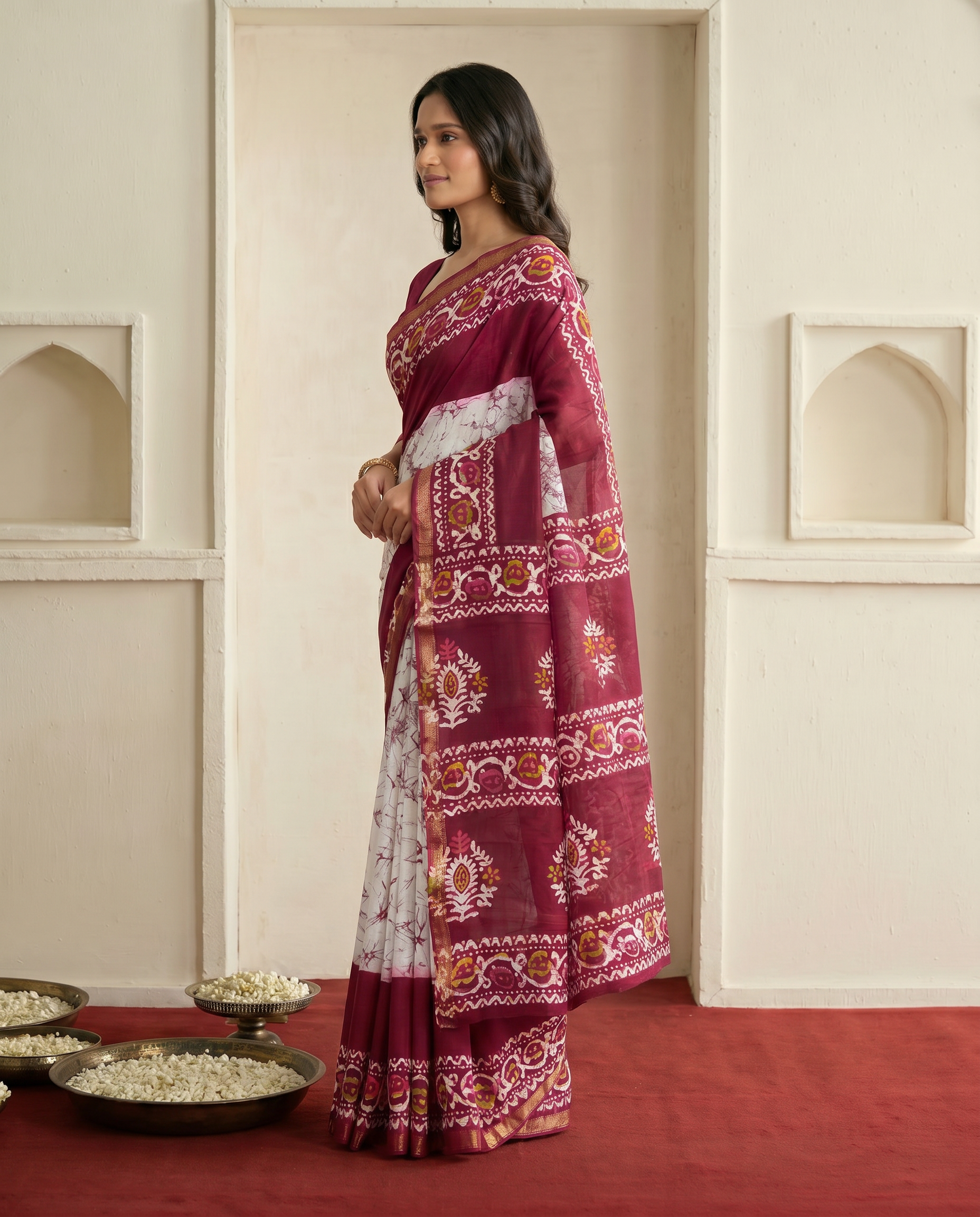 Chic Black & White Printed Pure Cotton Saree with Multicolor Accents - output 1 - 03 side