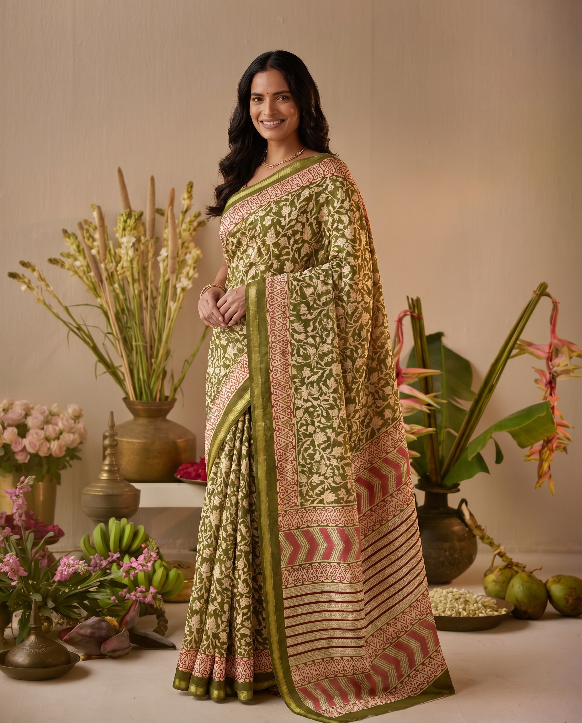 Classic Black Printed Pure Cotton Saree with Intricate Ethnic Border - output 1 - 02 hero