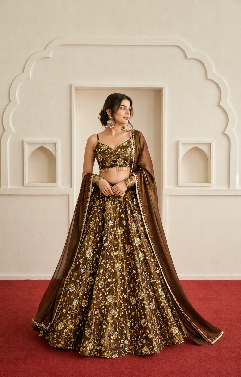 Elegant 3mm Embroidered Sequence Lehenga Three Piece Set - hero