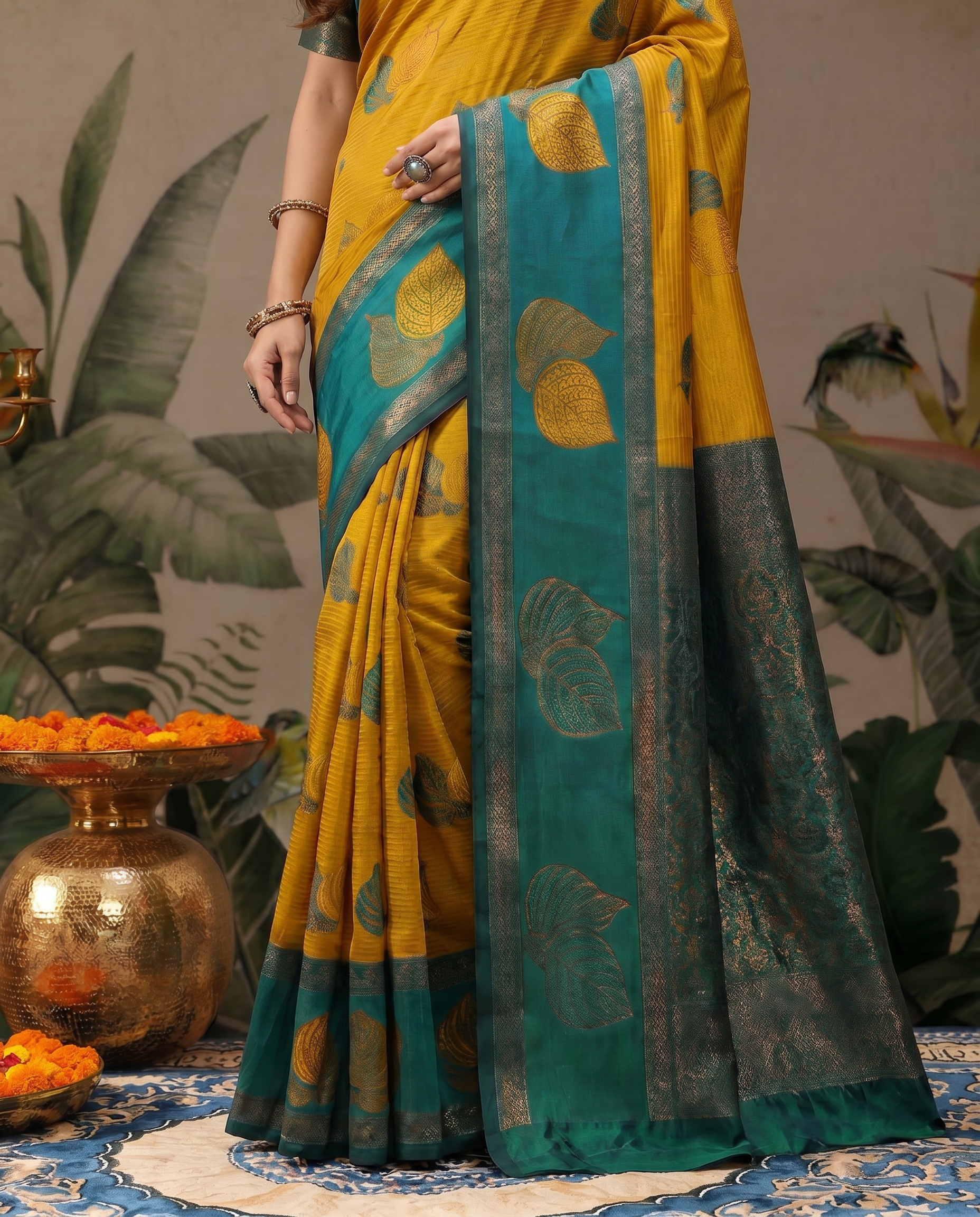 Elegant Beige & Red Zari Woven Saree with Rich Designer Pallu – Festive & Wedding Wear - output 0 - 05 lower closeup