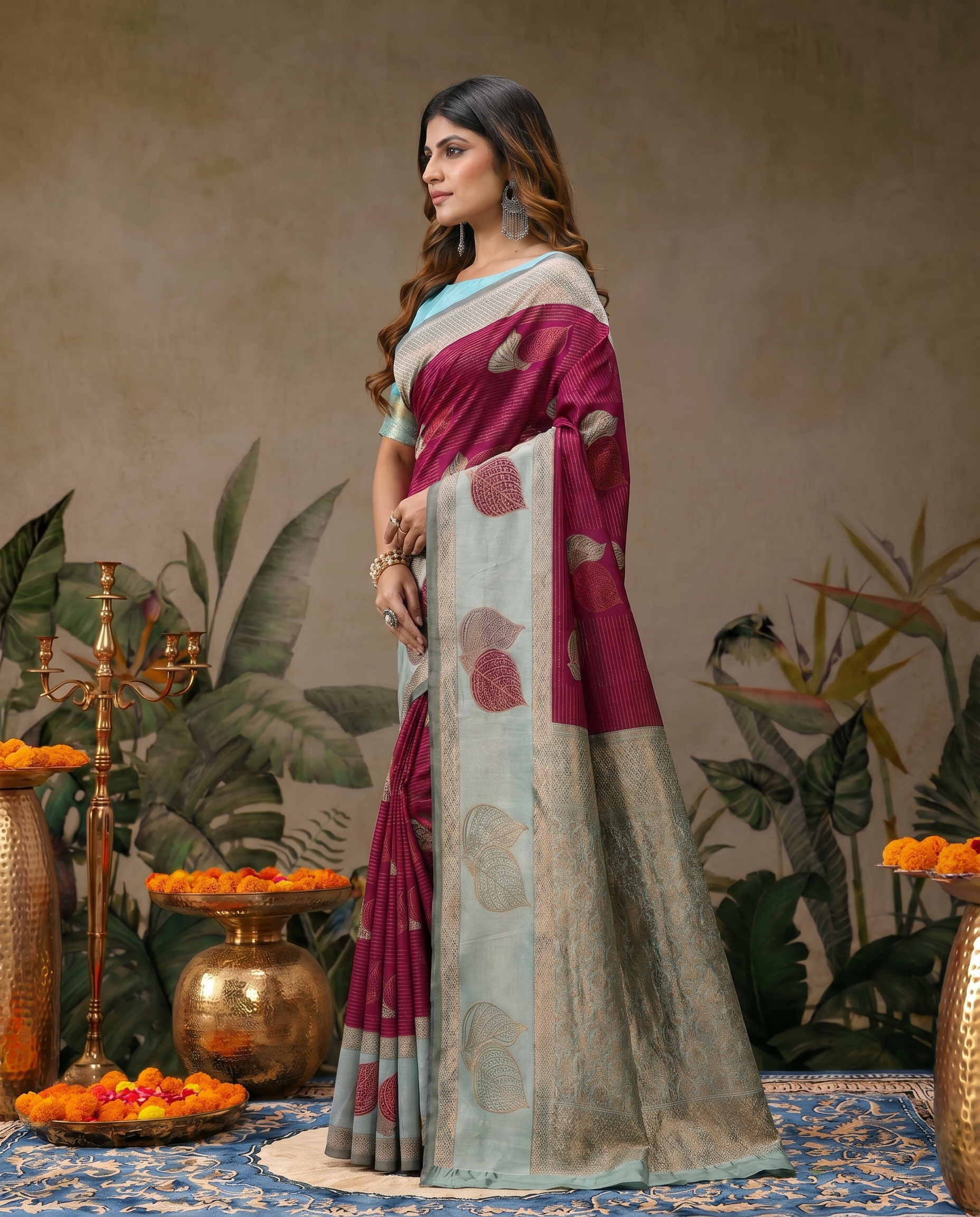 Elegant Beige & Red Zari Woven Saree with Rich Designer Pallu – Festive & Wedding Wear - output 1 - 03 side