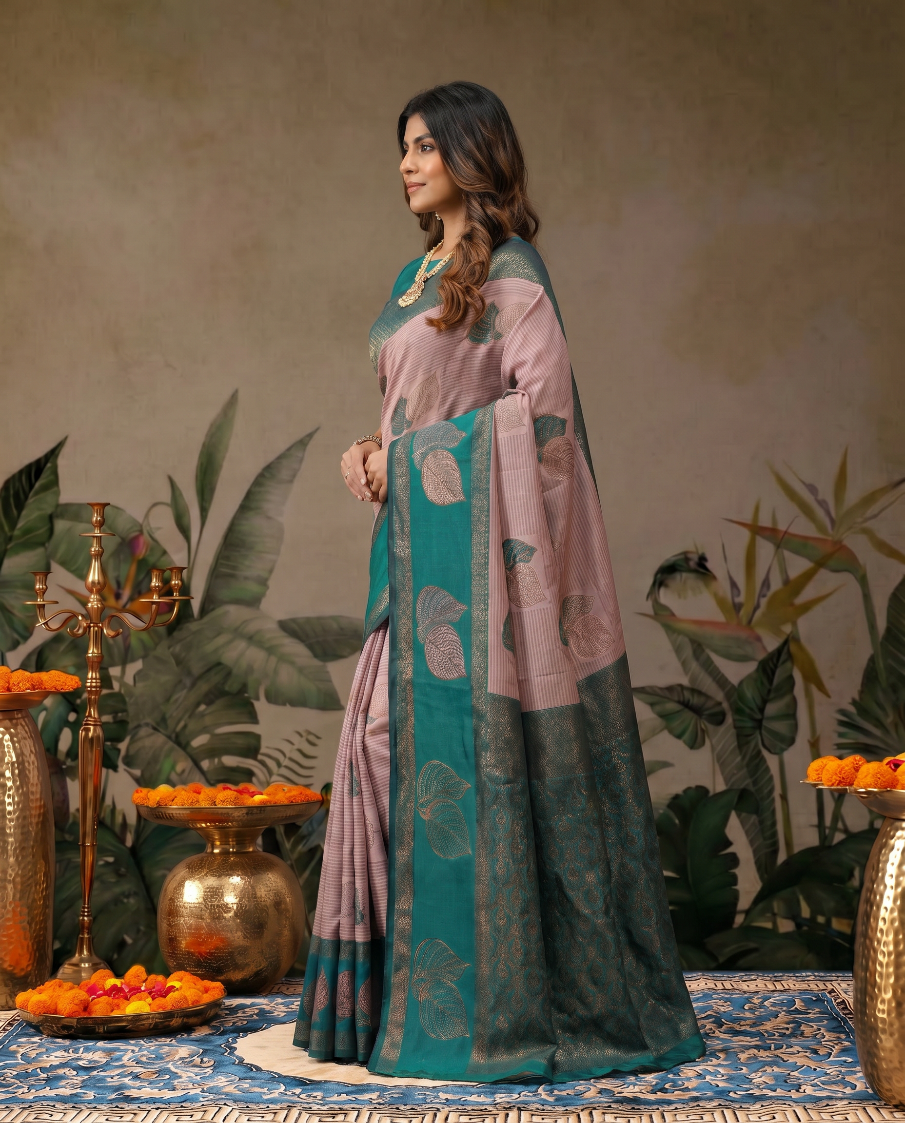 Elegant Beige & Red Zari Woven Saree with Rich Designer Pallu – Festive & Wedding Wear - output 2 - 03 side