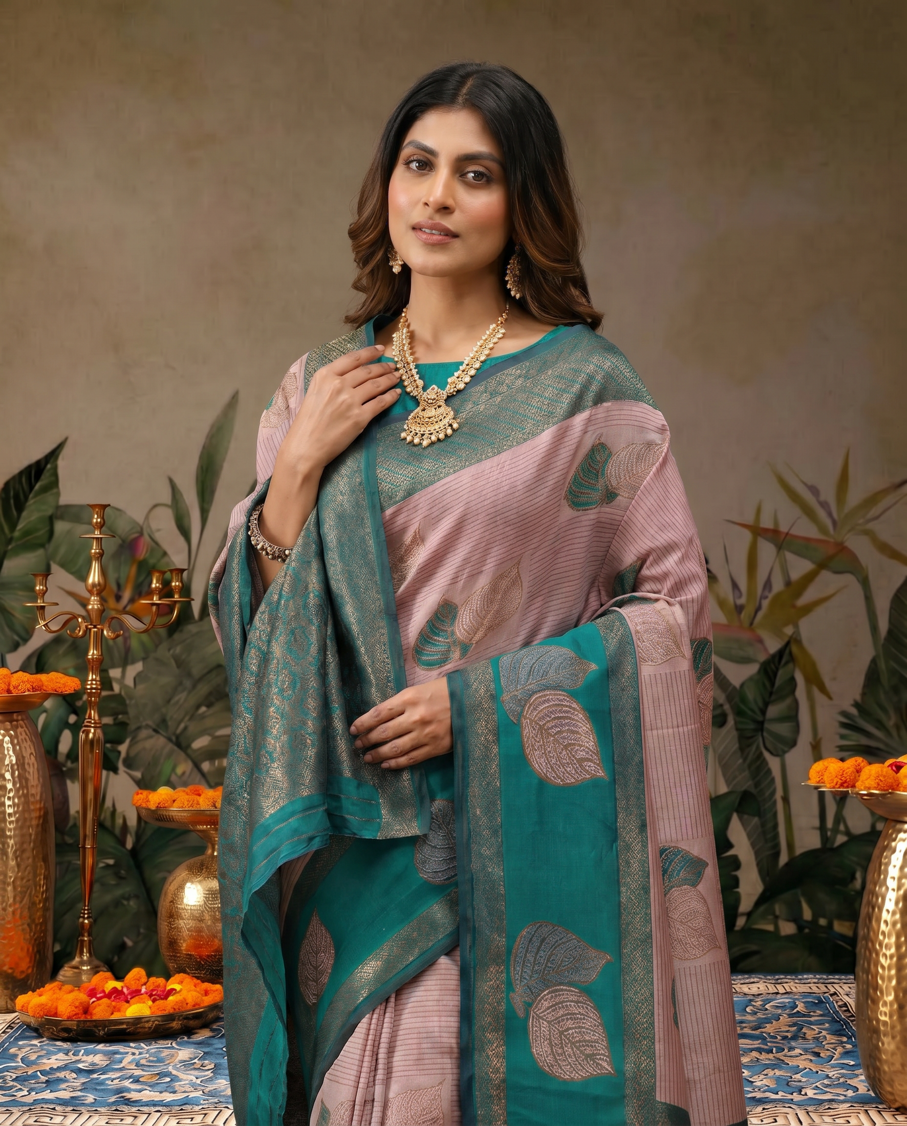 Elegant Beige & Red Zari Woven Saree with Rich Designer Pallu – Festive & Wedding Wear - output 2 - 04 upper closeup