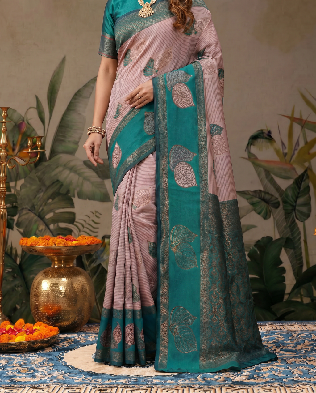 Elegant Beige & Red Zari Woven Saree with Rich Designer Pallu – Festive & Wedding Wear - output 2 - 05 lower closeup