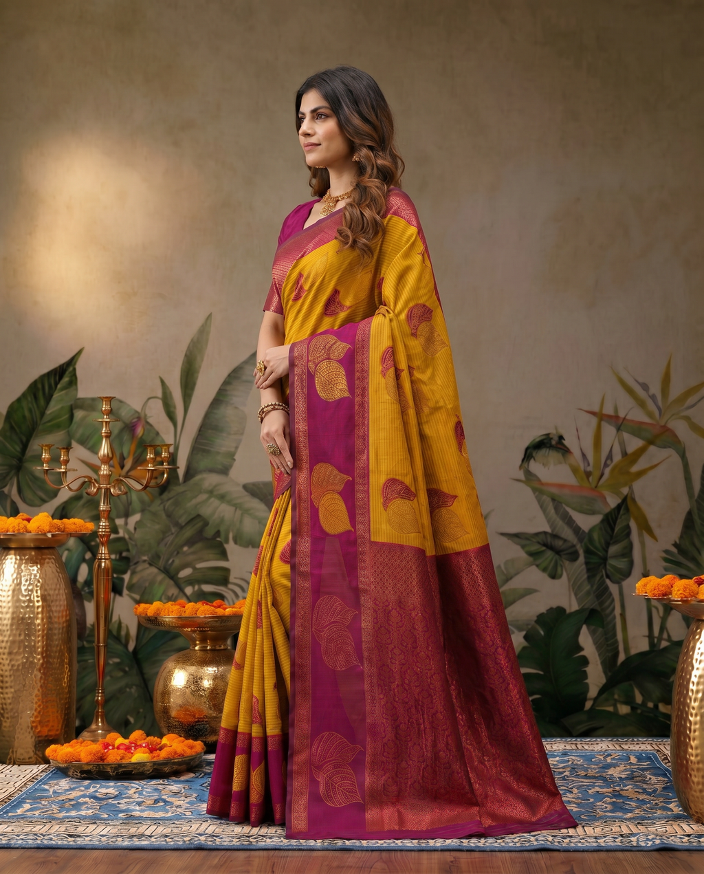 Elegant Beige & Red Zari Woven Saree with Rich Designer Pallu – Festive & Wedding Wear - output 4 - 03 side