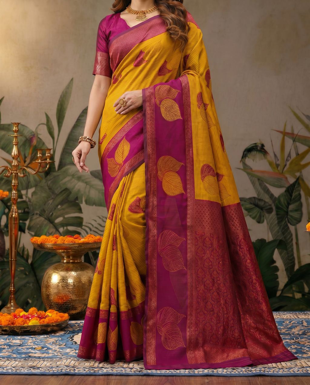Elegant Beige & Red Zari Woven Saree with Rich Designer Pallu – Festive & Wedding Wear - output 4 - 05 lower closeup