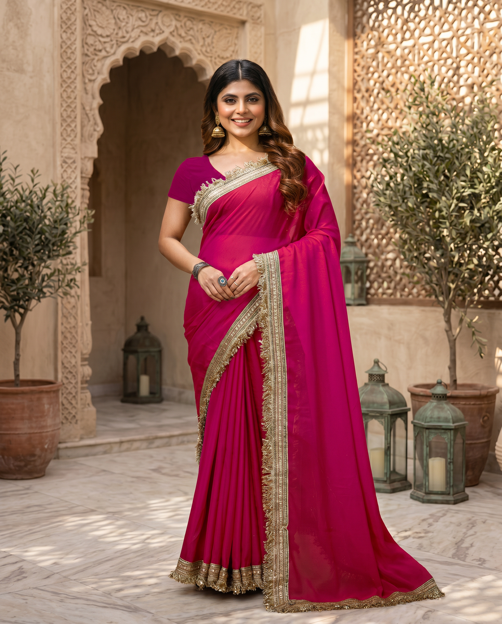 Elegant Black Saree with Golden Designer Lace Border – Party & Evening Wear - output 4 - 02 hero