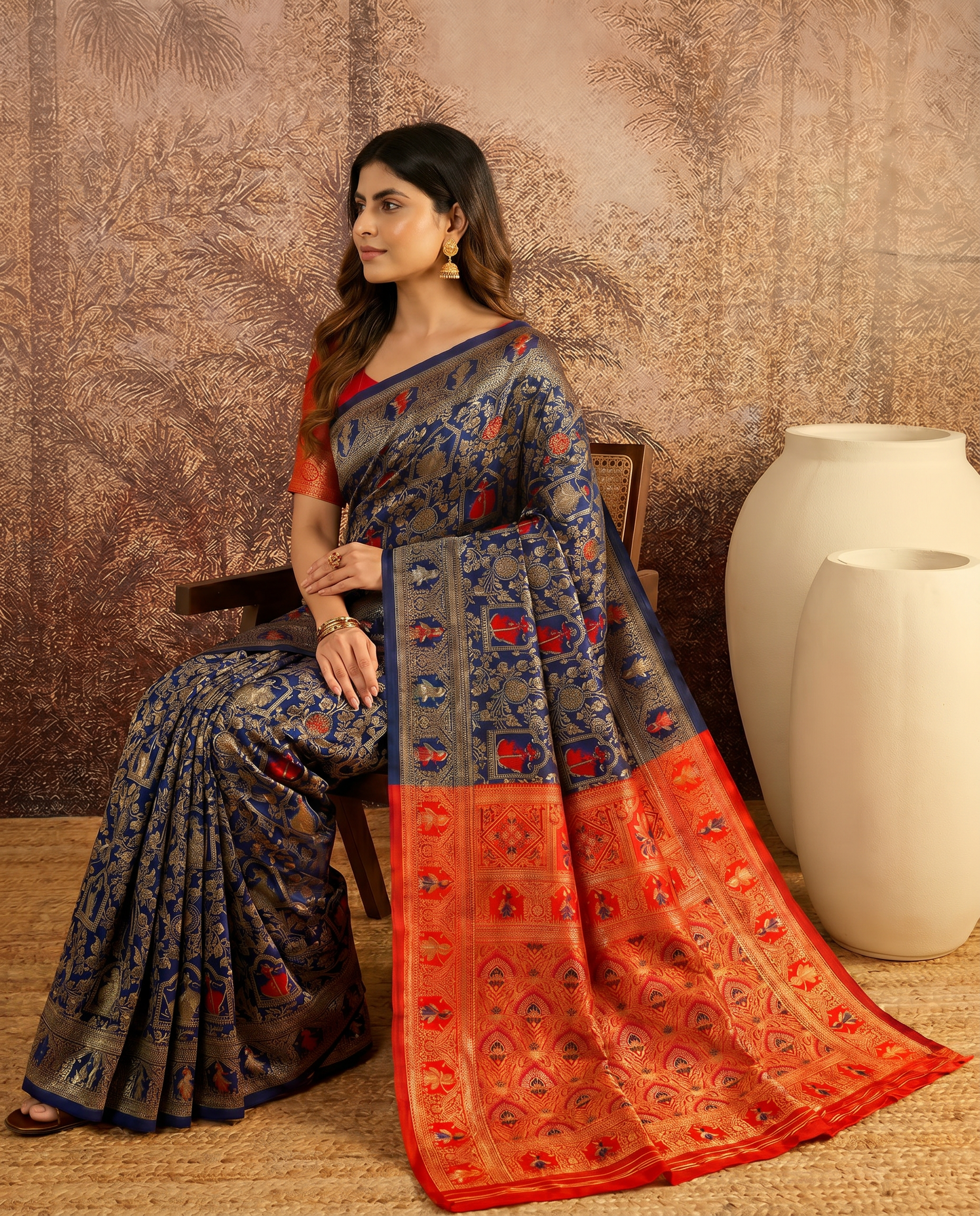 Graceful Pastel Green Banarasi Silk Saree with Rich Zari Border - output 0 - 03 side