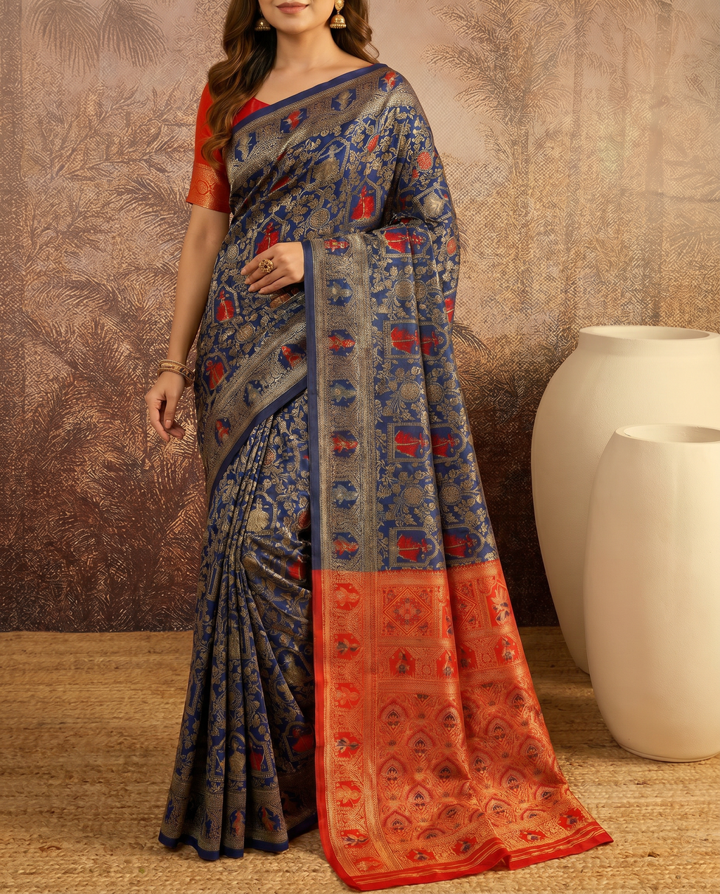 Graceful Pastel Green Banarasi Silk Saree with Rich Zari Border - output 0 - 05 lower closeup