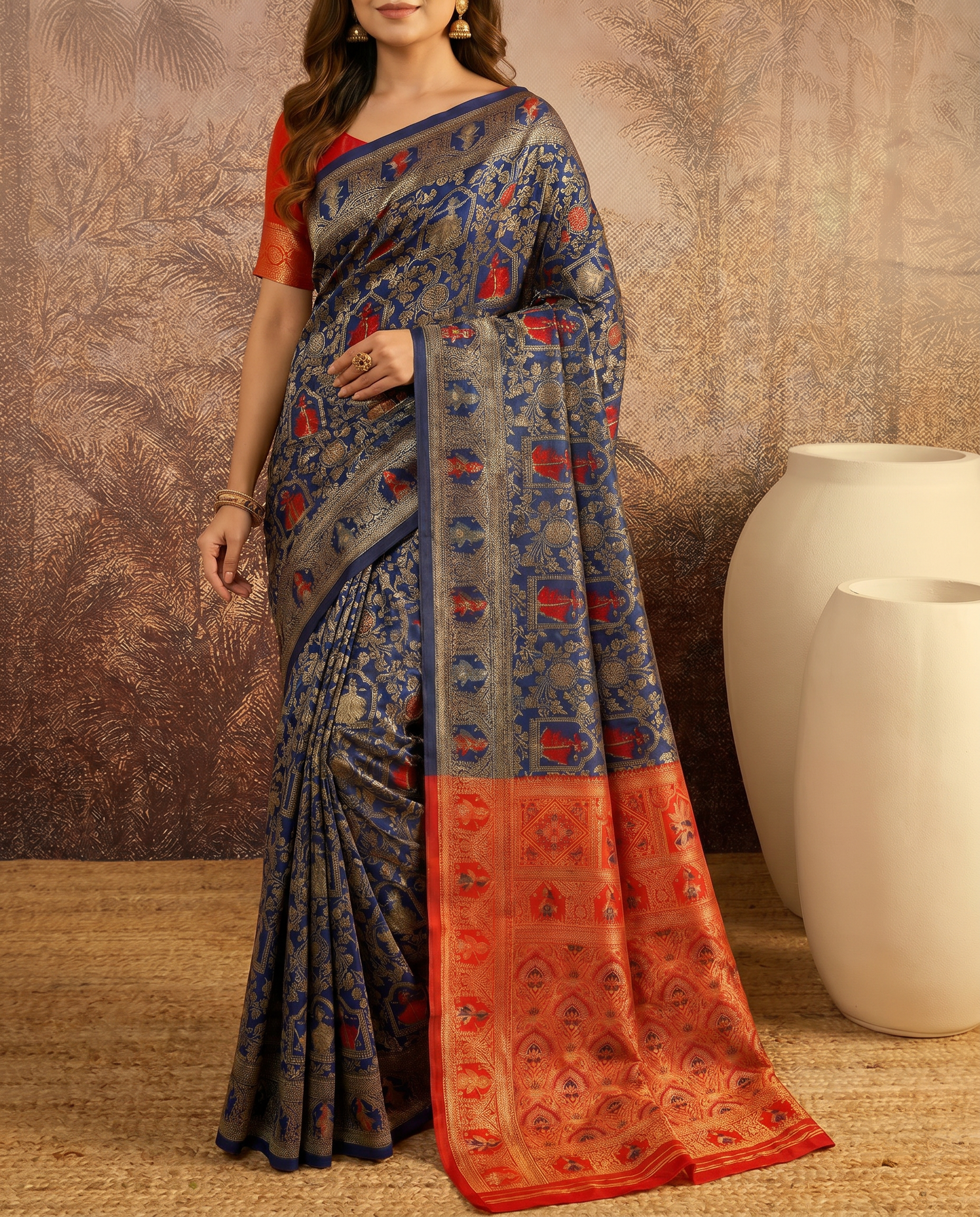 Graceful Pastel Green Banarasi Silk Saree with Rich Zari Border - output 0 - 05 lower closeup