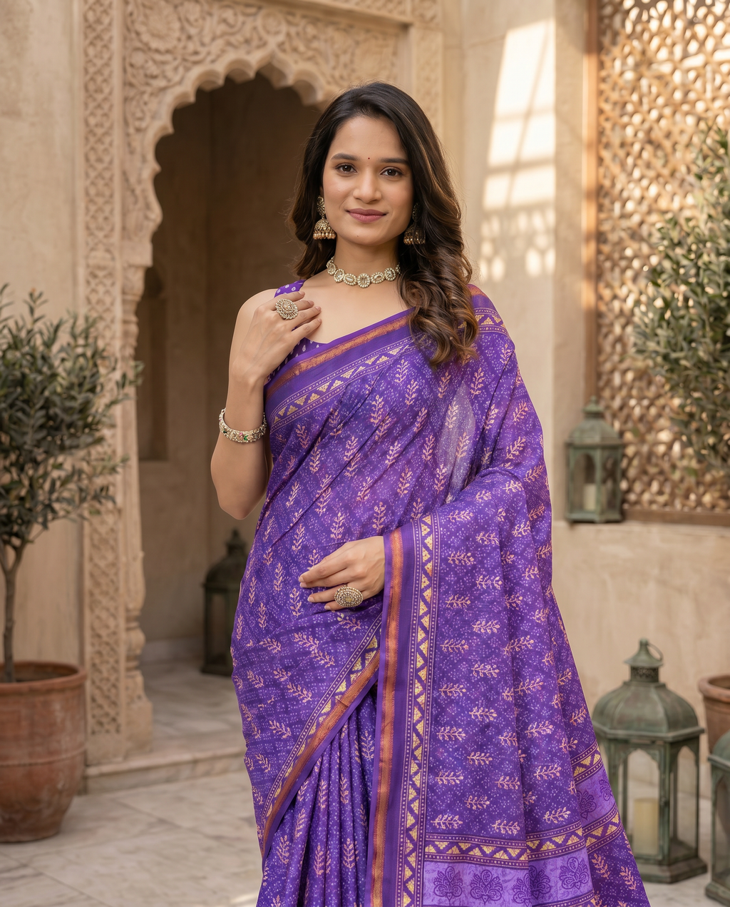 Elegant Dusty Blue Printed Pure Cotton Saree with Intricate Border - output 1 - 04 upper closeup