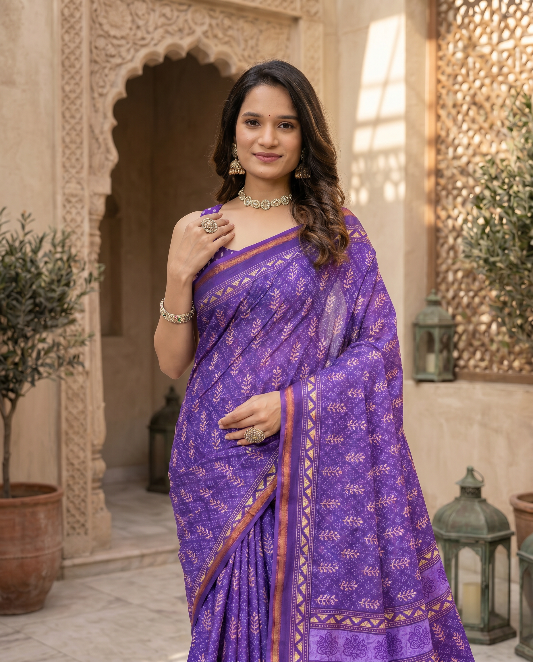 Elegant Dusty Blue Printed Pure Cotton Saree with Intricate Border - output 1 - 04 upper closeup
