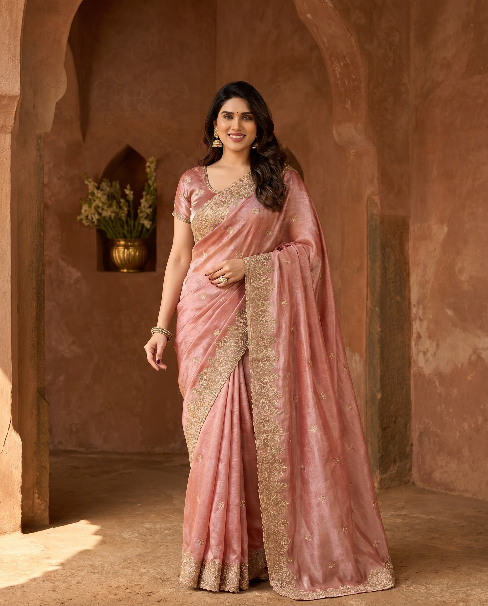 Elegant Embroidered Saree with Silver Designer Border – Party & Festive Wear - output 6 - 02 hero