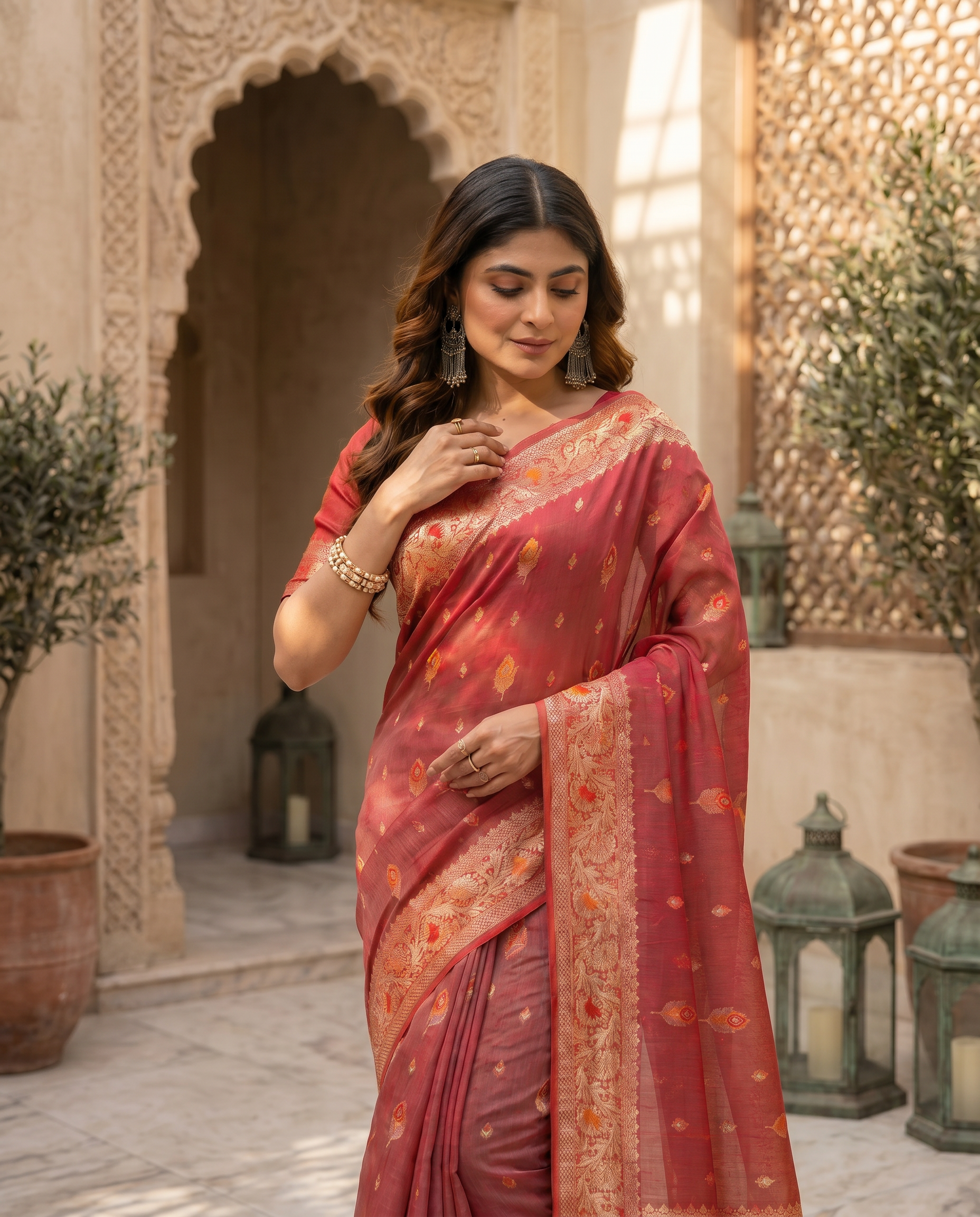 Elegant Green Designer Saree with Floral Printed Pallu – Festive & Traditional Wear - output 5 - 04 upper closeup
