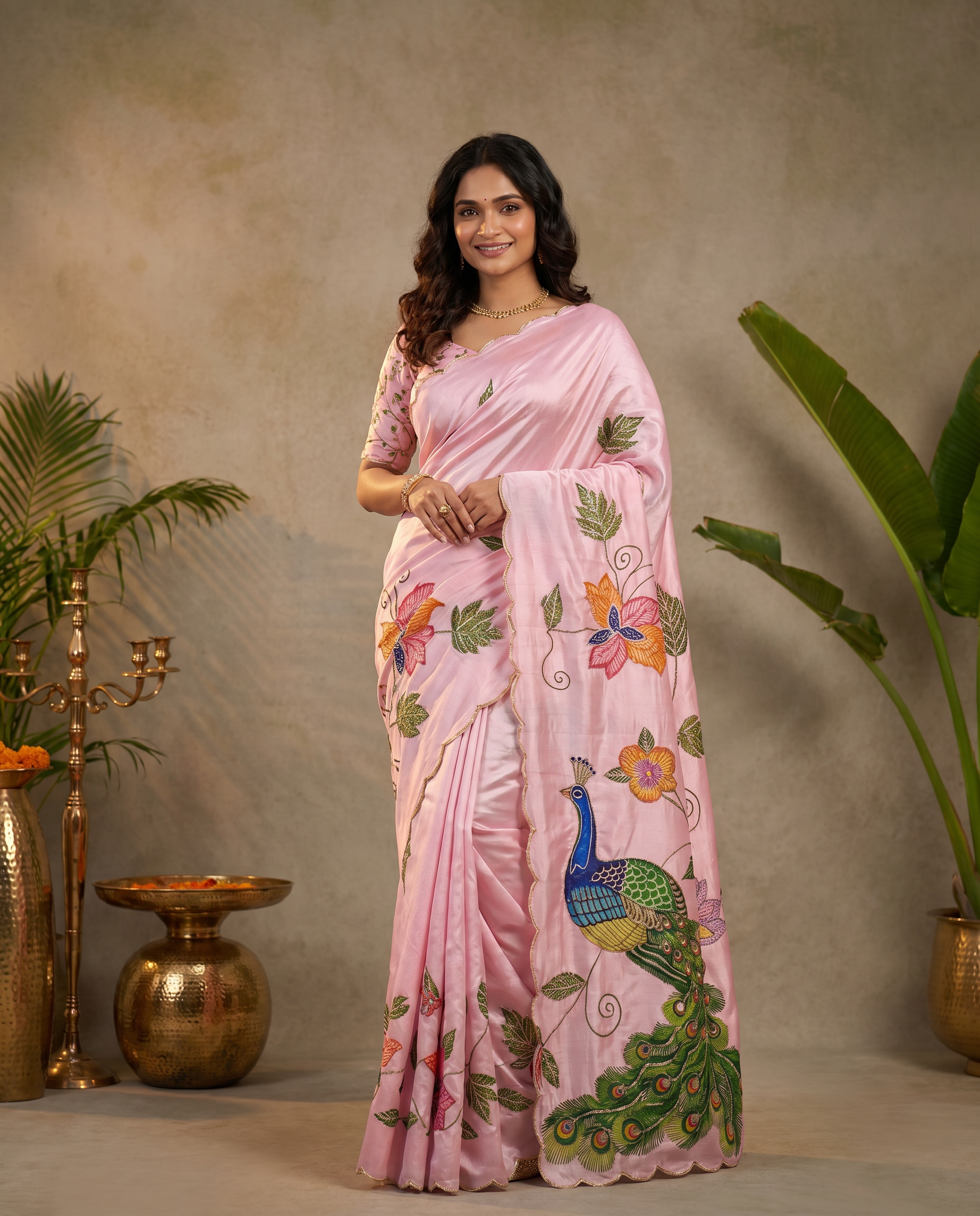Elegant Ivory Saree with Peacock & Floral Embroidery – Festive Designer Wear - output 3 - 02 hero