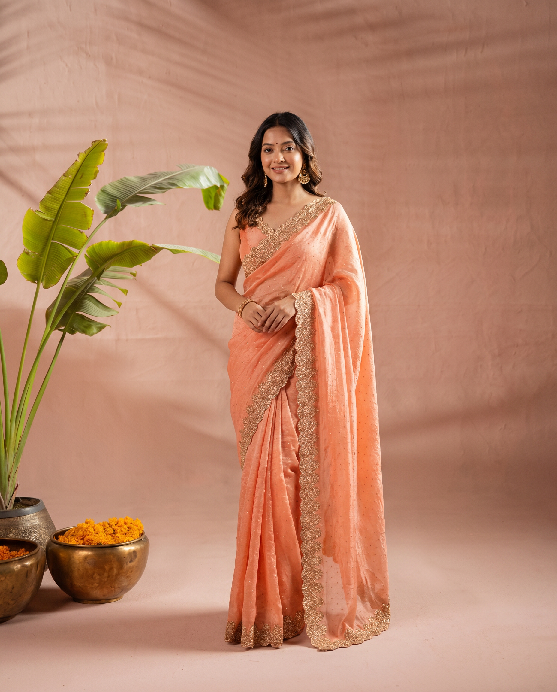 Elegant Maroon Georgette Saree with Golden Embroidered Border – Party & Festive Wear - output 2 - 02 hero