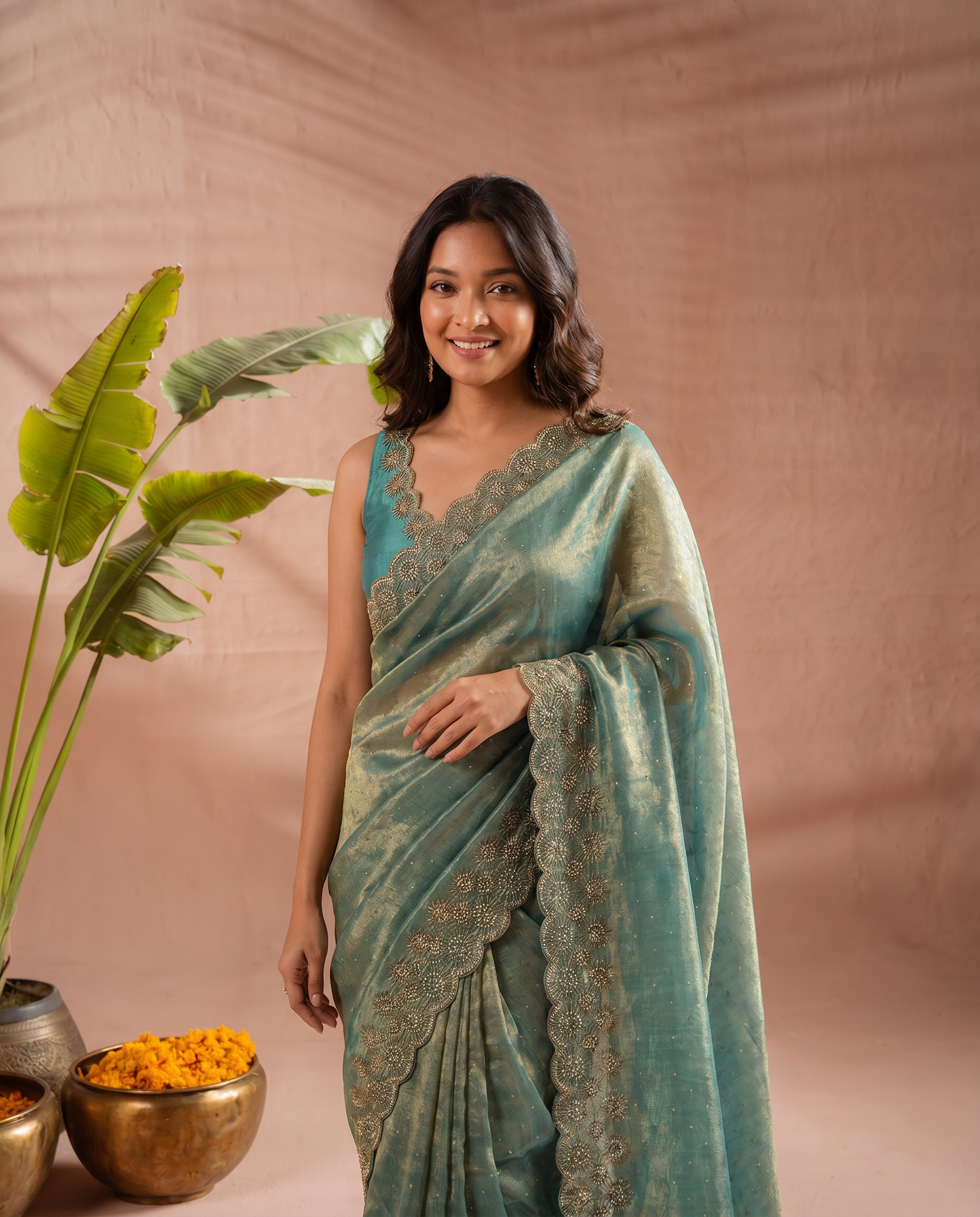 Elegant Maroon Georgette Saree with Golden Embroidered Border – Party & Festive Wear - output 3 - 02 hero
