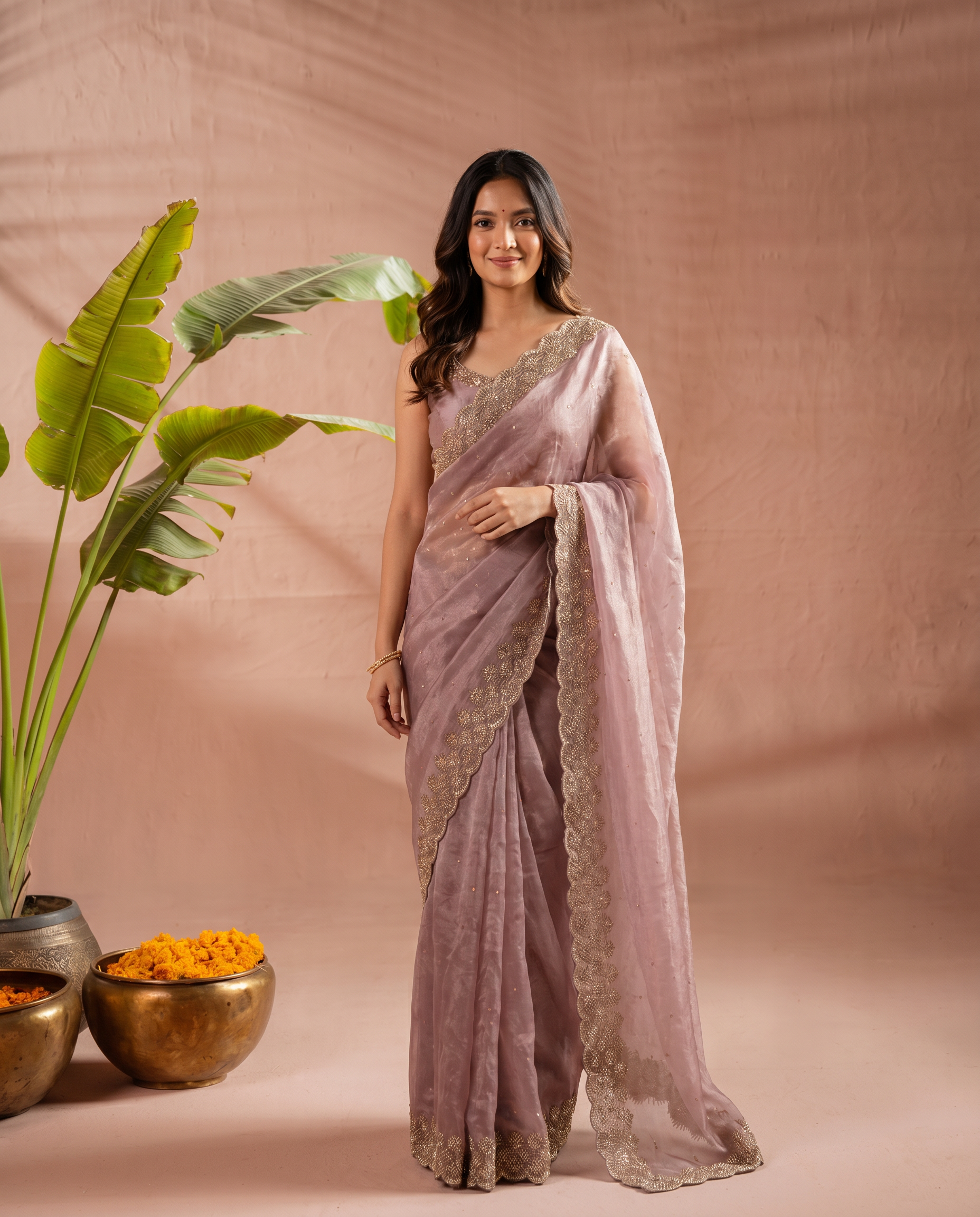 Elegant Maroon Georgette Saree with Golden Embroidered Border – Party & Festive Wear - output 4 - 02 hero