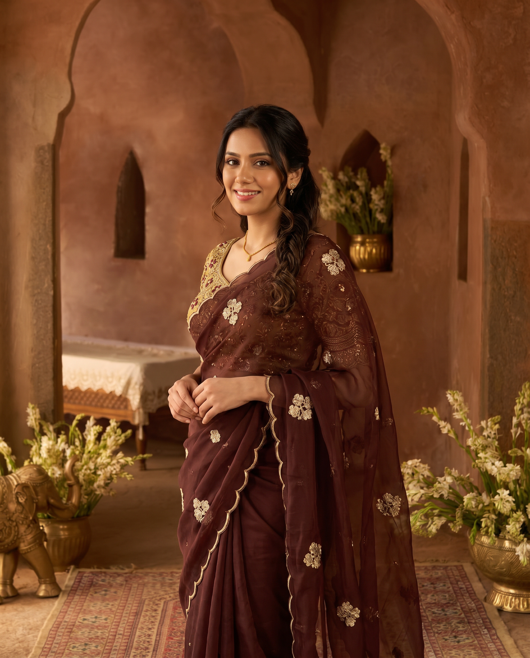 Elegant Mustard Rangoli Tissue Saree with Multi Embroidery Work - output 1 - 02 hero