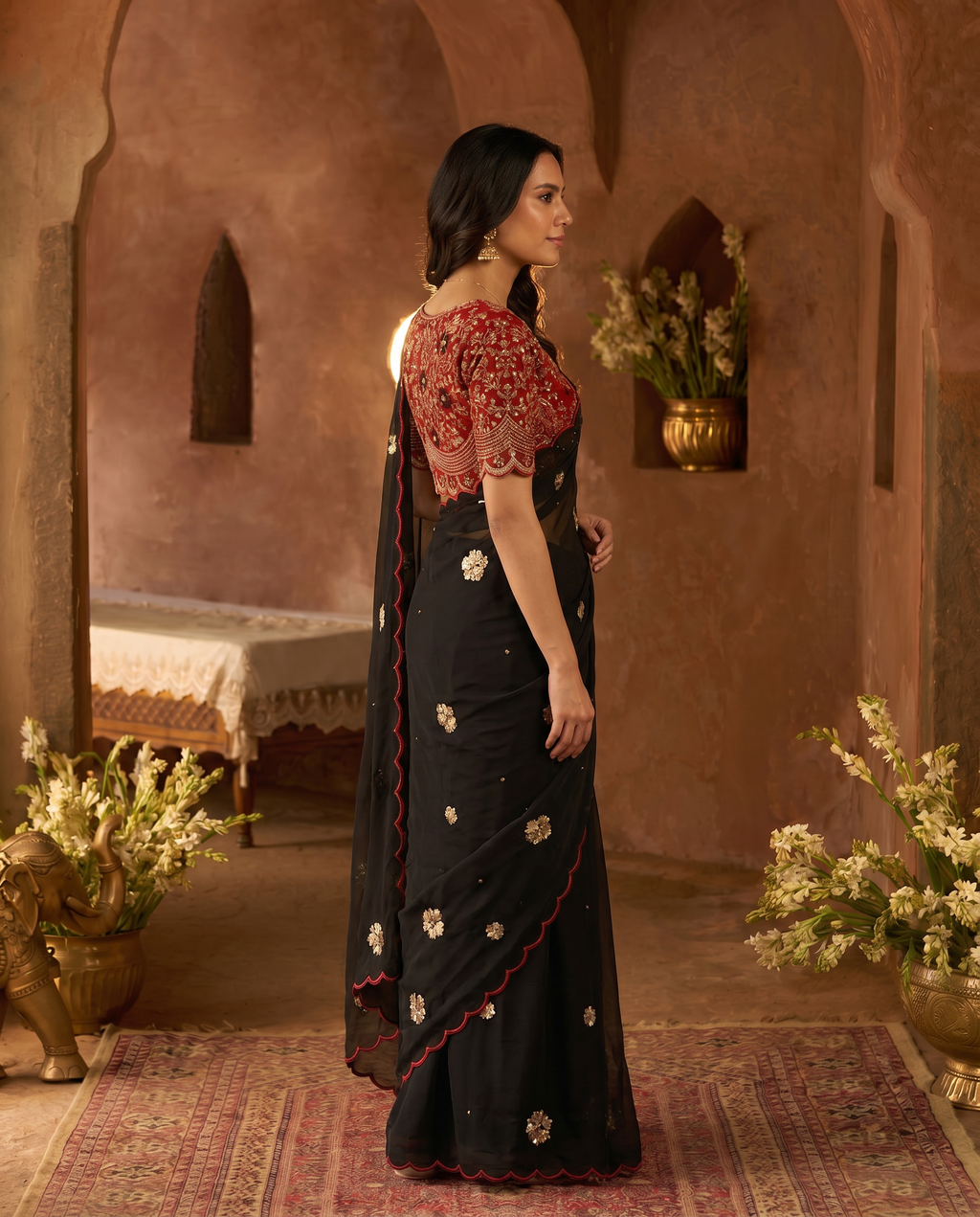 Elegant Mustard Rangoli Tissue Saree with Multi Embroidery Work - output 3 - 03 side