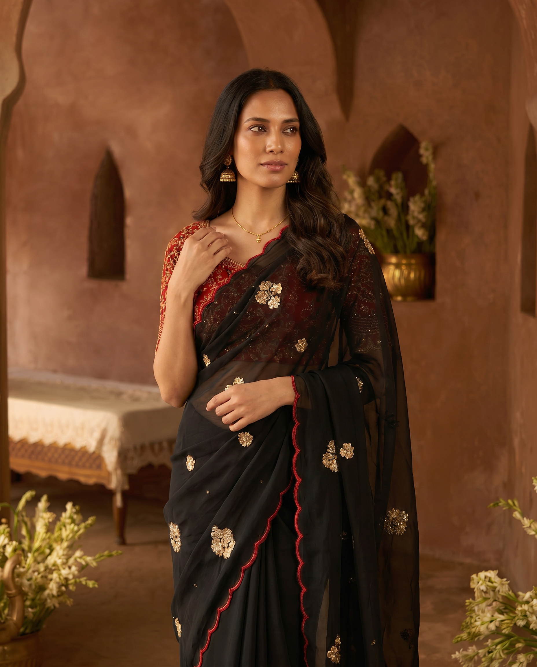 Elegant Mustard Rangoli Tissue Saree with Multi Embroidery Work - output 3 - 04 upper closeup