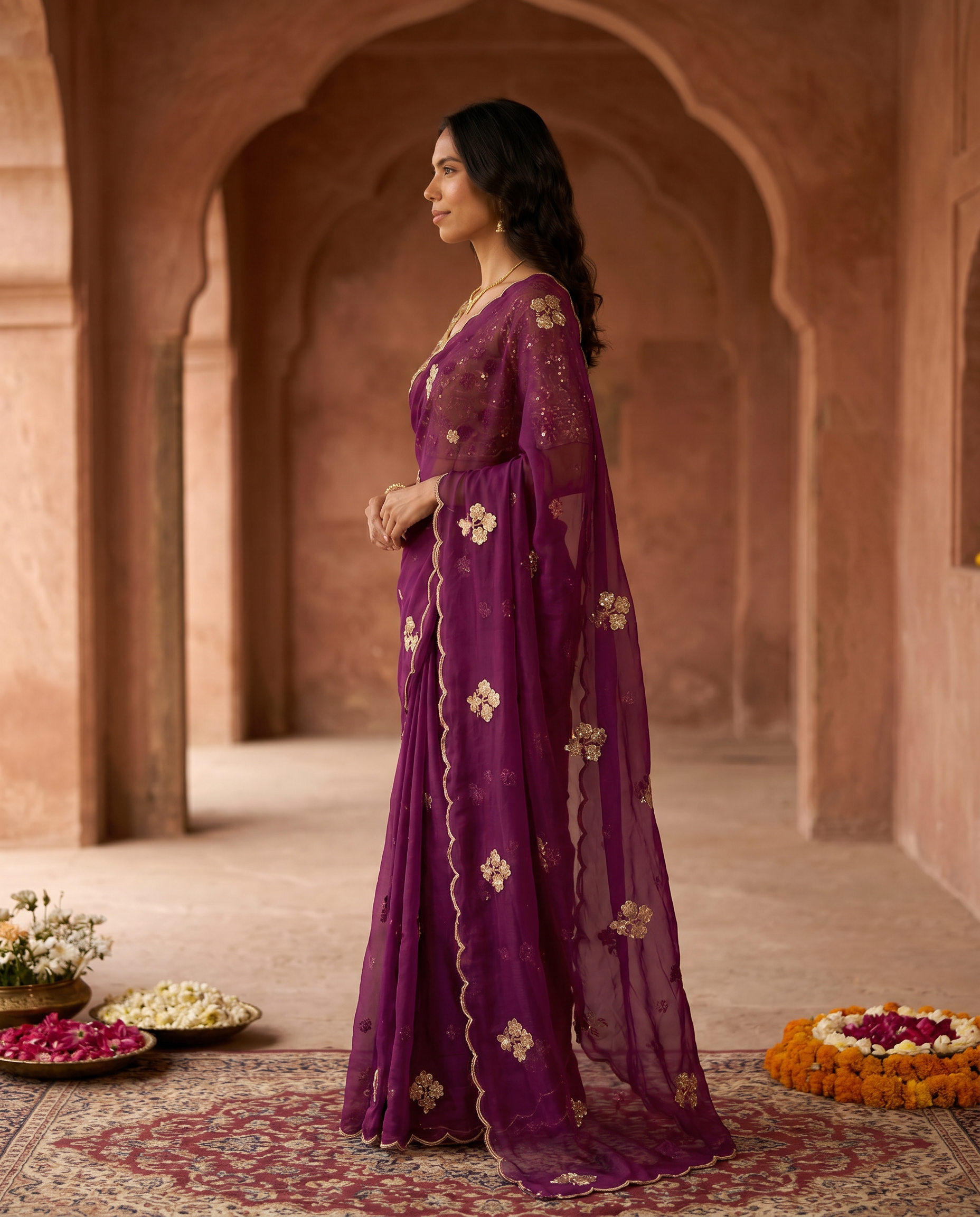 Elegant Mustard Rangoli Tissue Saree with Multi Embroidery Work - output 4 - 03 side