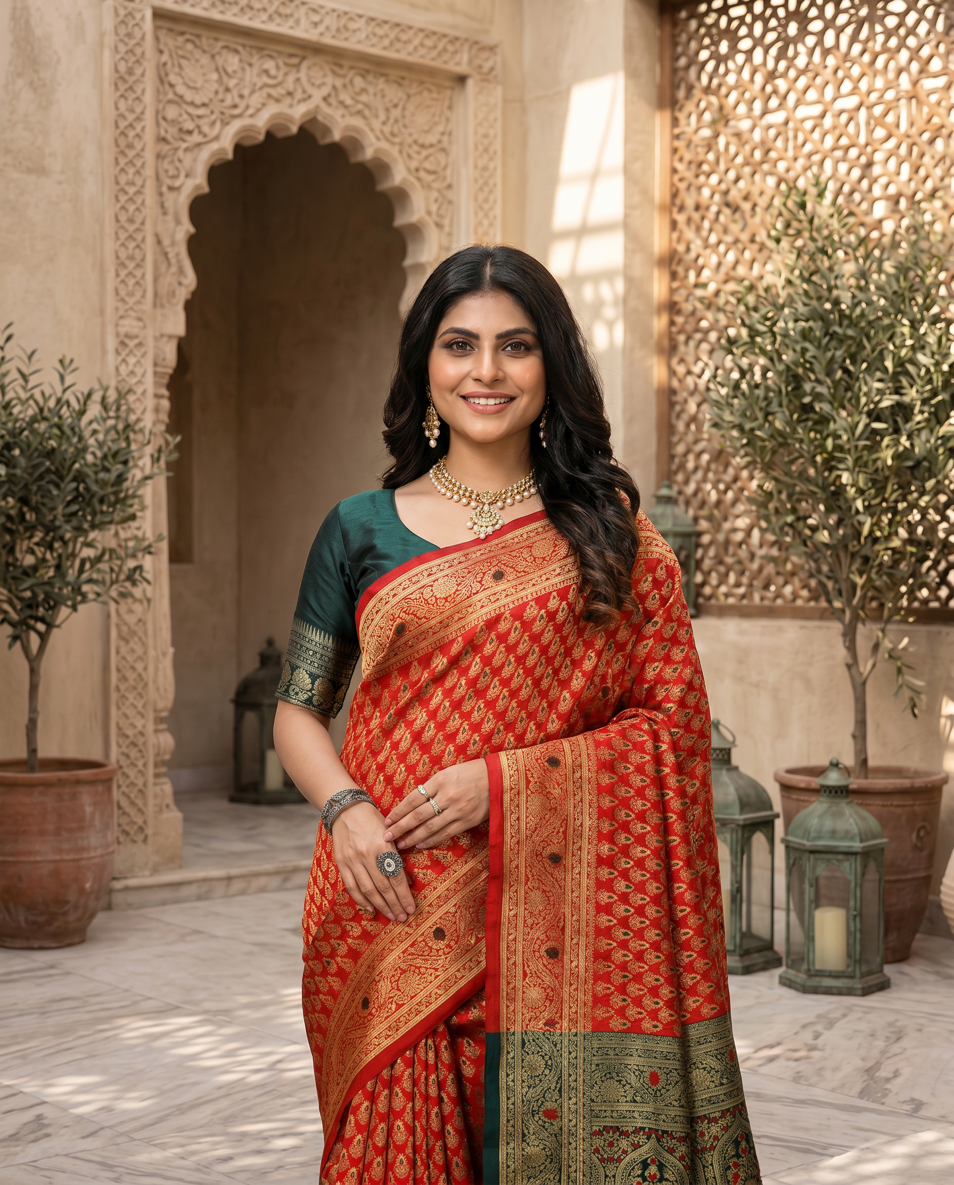 Elegant Mustard Yellow Banarasi Silk Saree with Rich Zari Border - output 1 - 02 hero