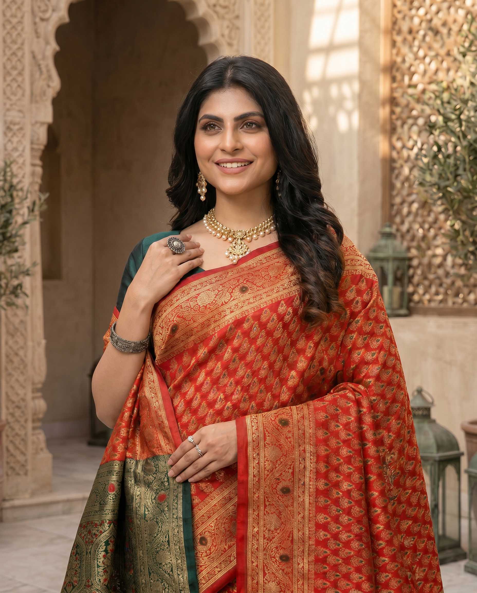 Elegant Mustard Yellow Banarasi Silk Saree with Rich Zari Border - output 1 - 04 upper closeup