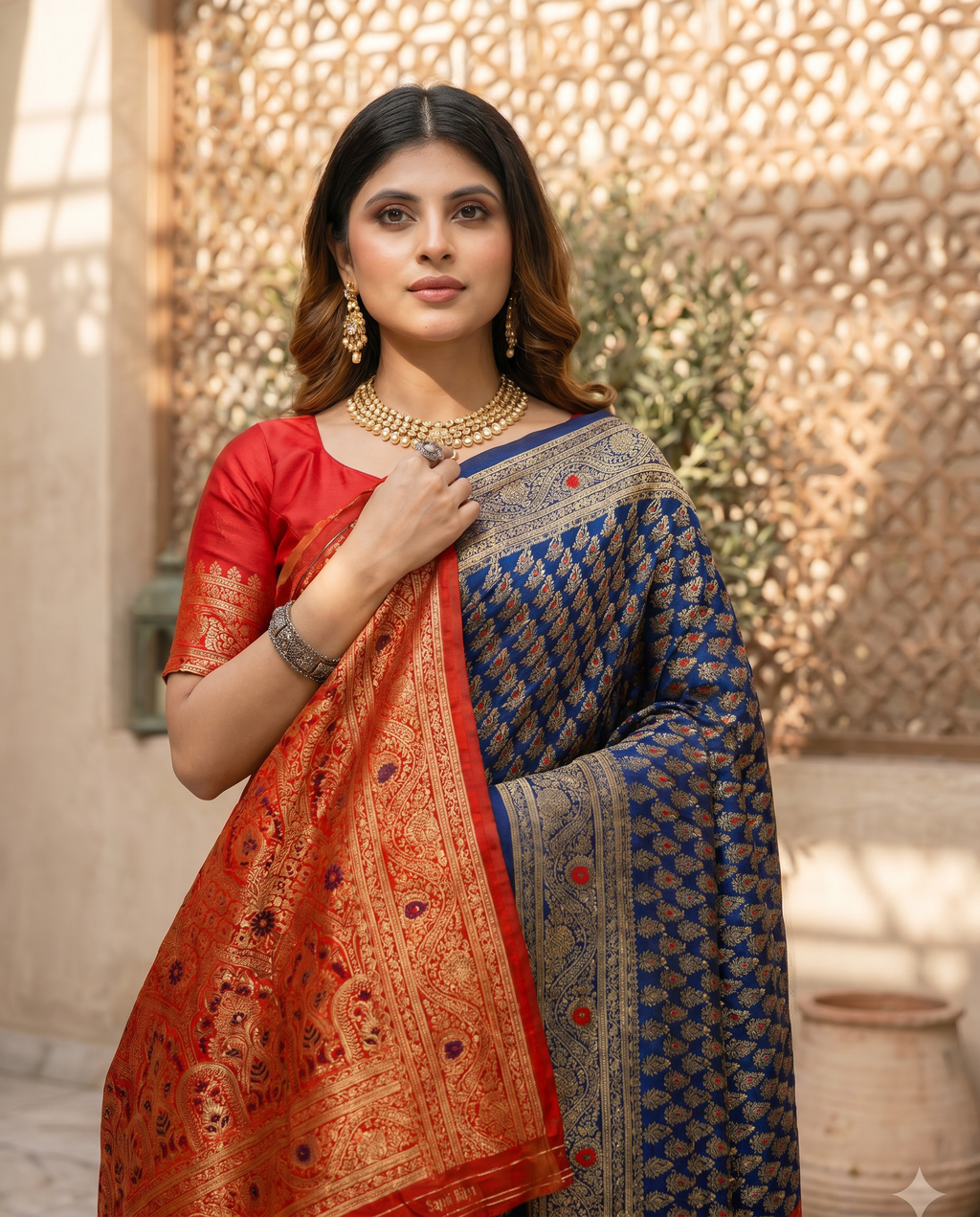 Elegant Mustard Yellow Banarasi Silk Saree with Rich Zari Border - output 4 - 04 upper closeup